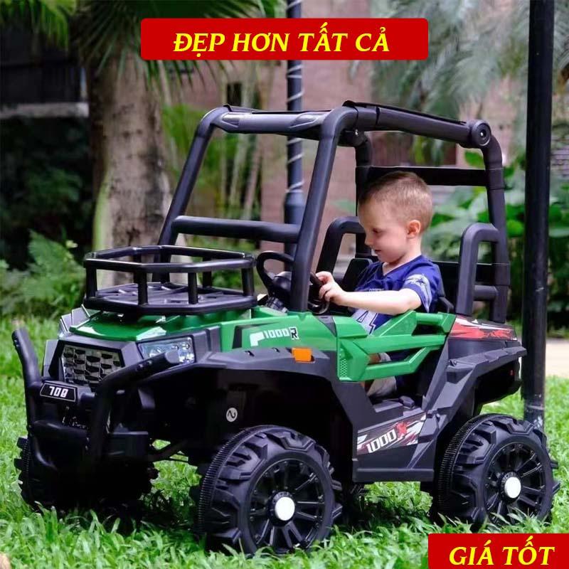 Xe Ô Tô Điện Trẻ Em 708 2 Chỗ Ngồi Siêu Chất, Tải Trọng Lớn &gt;50kg, Nhựa Cực Bền Có Mái Che, Tay Lái Lệch