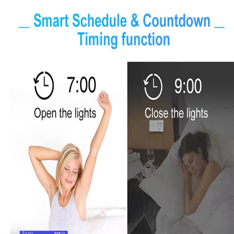 Công Tắc Thông Minh Wifi TUYA, Hình Chữ Nhật Cảm Ứng 3 nút + Ổ điện EU