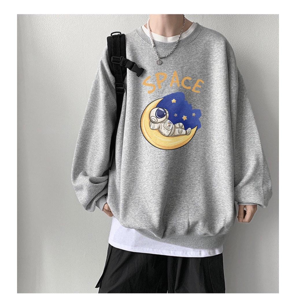 Áo sweater nỉ cổ tròn dài tay nam nữ họa tiết APSR Space
