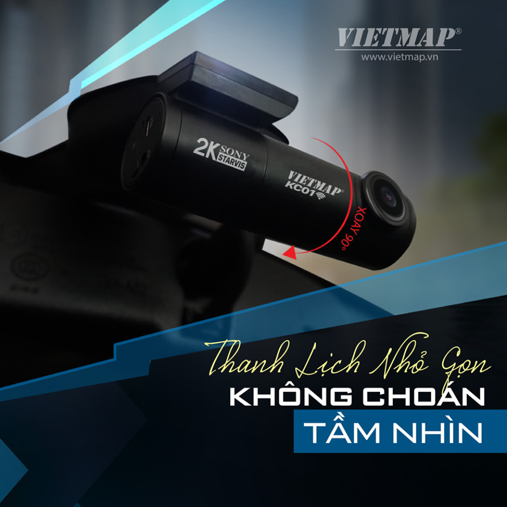 Camera Hành Trình Ô Tô Ghi Hình Trước &amp; Sau Tích Hợp Thẻ Nhớ 32GB VIETMAP KC01 - Hàng Chính Hãng