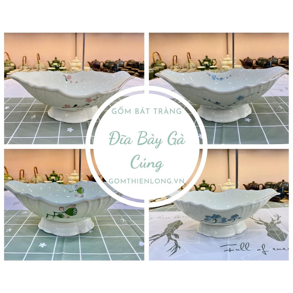 Đĩa Gà Thắp Hương Nguyên Con - Bộ Đĩa Gà Bát Tràng - Đồ Thờ Cúng - Gốm Thiên Long