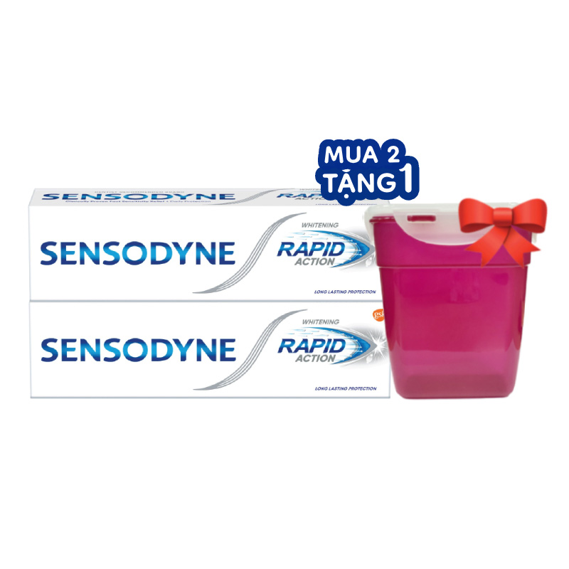 [Mua 2 Tặng 1] Bộ 2 Kem Đánh Răng Sensodyne Rapid Action Whitening 100g Tặng Hộp L&amp;L (Giao ngẫu nhiên)