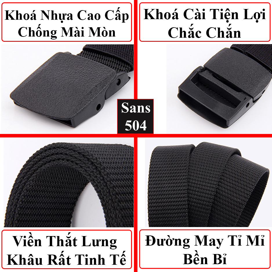 Thắt lưng nam vải dù Sans504 khoá nhựa dây nịt bố canvas thời trang công sở phong cách hàn quốc đẹp giá rẻ siêu bền