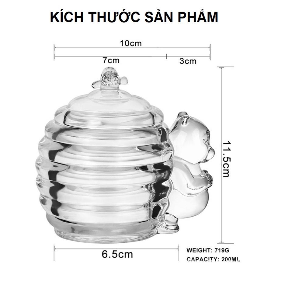 Lọ mật ong thủy tinh con gấu dễ thương Thủy tinh dày dặn chuẩn hàng nội địa
