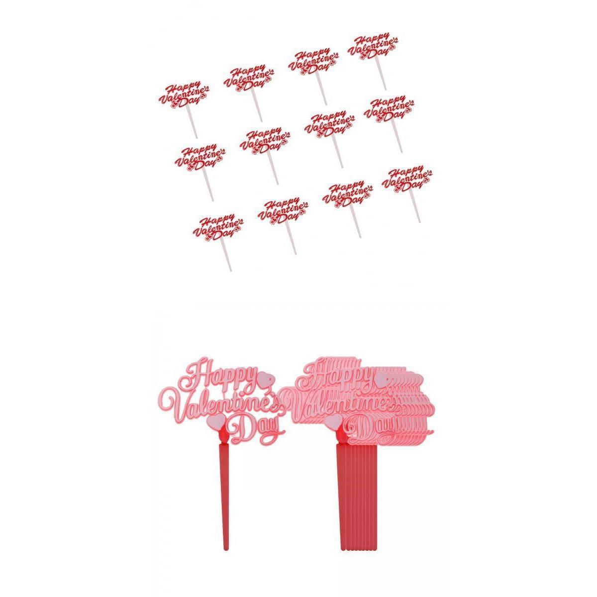24Pcs Happy Valentine's Day Cupcake Topper Cake Picks Party Cake Decorations