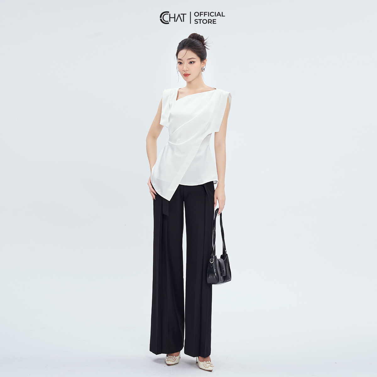 Áo Kiểu Nữ Dáng Peplum Sát Nách Tay Nhê Chất Lụa Cao Cấp 53ASL2002PT