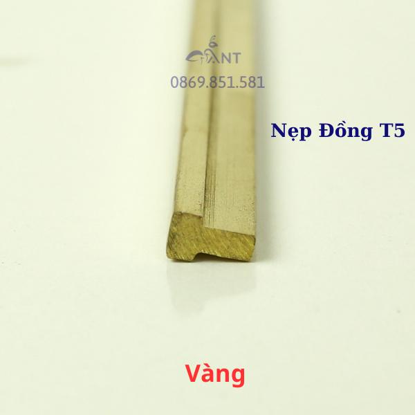 Nẹp Đồng T5 màu vàng, Nẹp đồng chữ T, Nẹp đồng chống trơn, giá 1m
