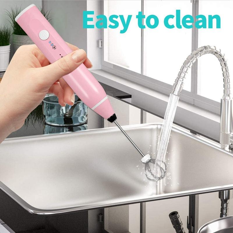 Điện Cầm Tay Bọt Sữa Máy Xay Sinh Tố Có USB Sạc Bong Bóng Máy Làm Đánh Trộn Cho Cà Phê Cappuccino Đôi Dây Thép Không Gỉ Tôi