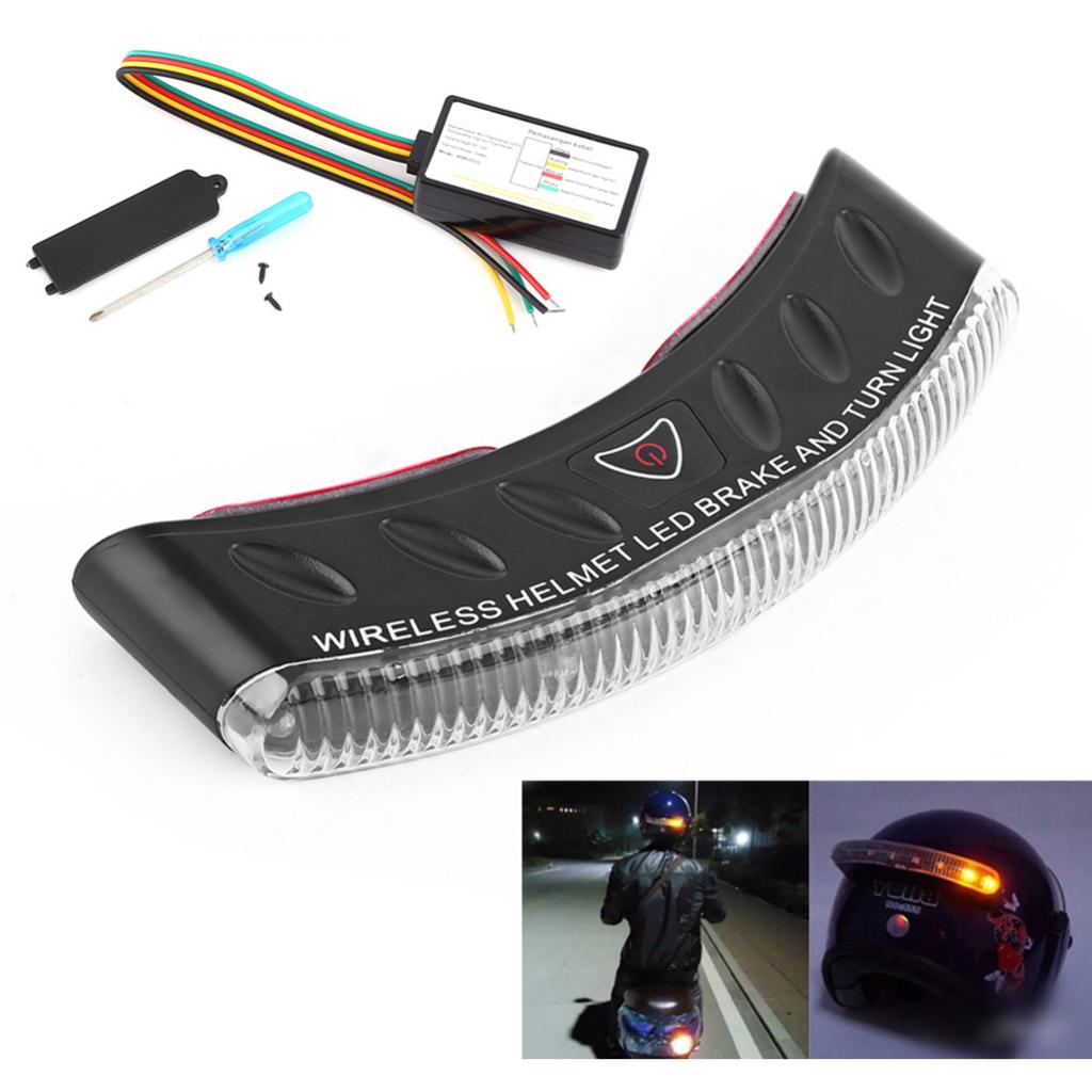 Motorcycle Wireless Helmet 12V 8 LED Turn Signal Stop Brake Warning Light