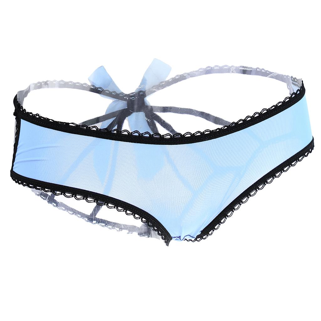 Women Thongs G-string Panties T-Back Open Knickers Lingerie Underwear - Blue Pink Red Purple Brown