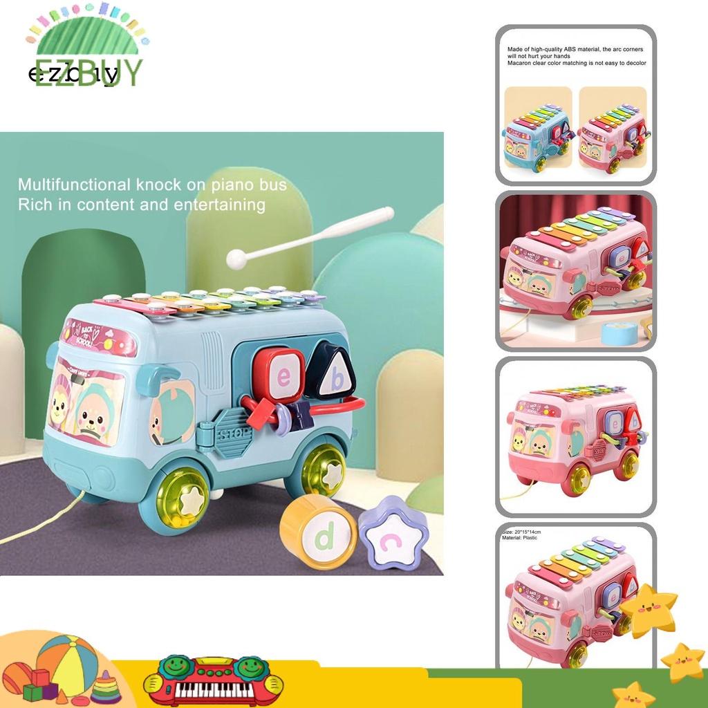 Different Colors Matching Early Education Toy Multifunctional Enlightenment Knock Piano Bus Crawling Training for Indoor