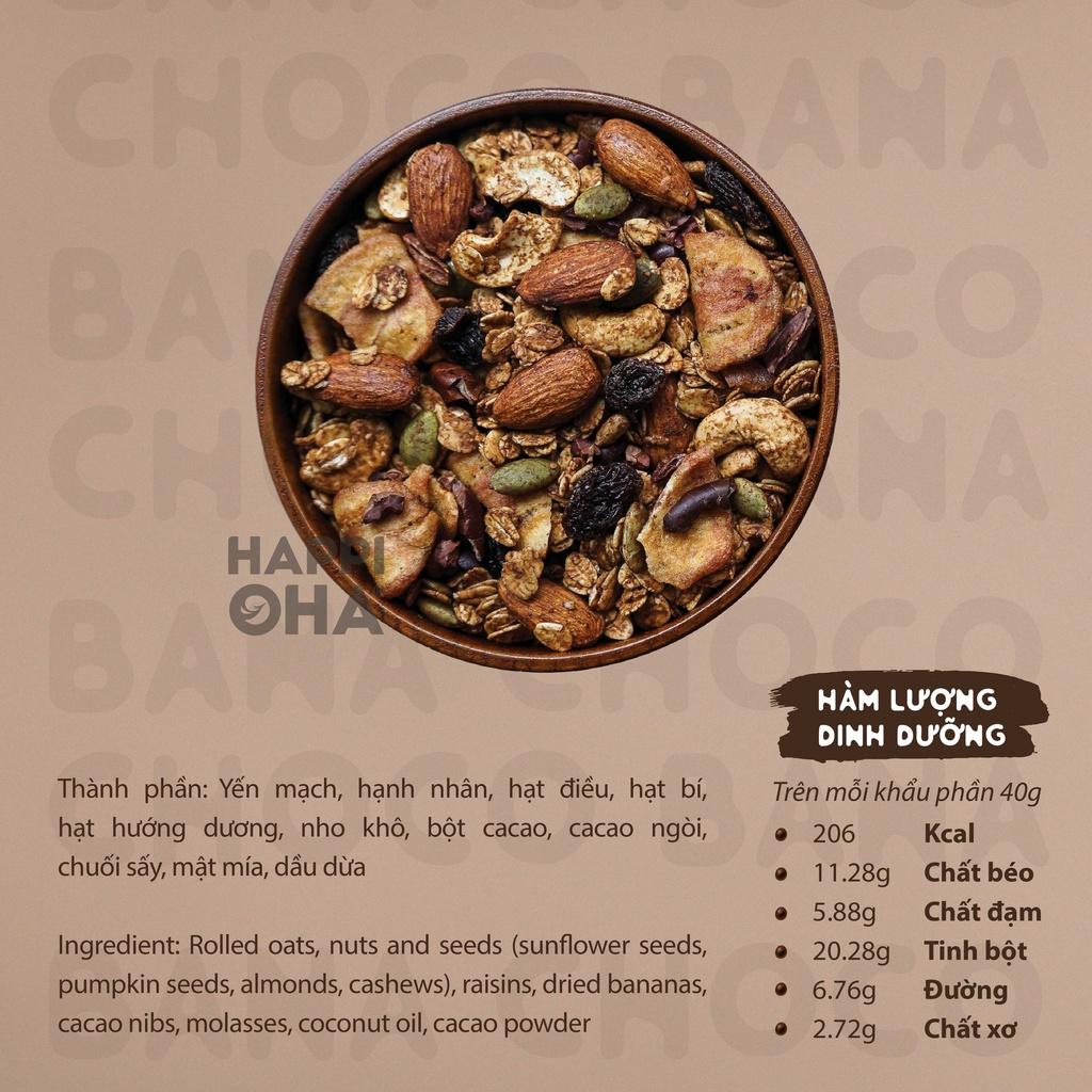 Granola Choco Bana HAPPI OHA - Ngũ Cốc Ăn Sáng/ Ngũ Cốc Ăn Kiêng Không Đường Tinh Luyện Vị Cacao 40g