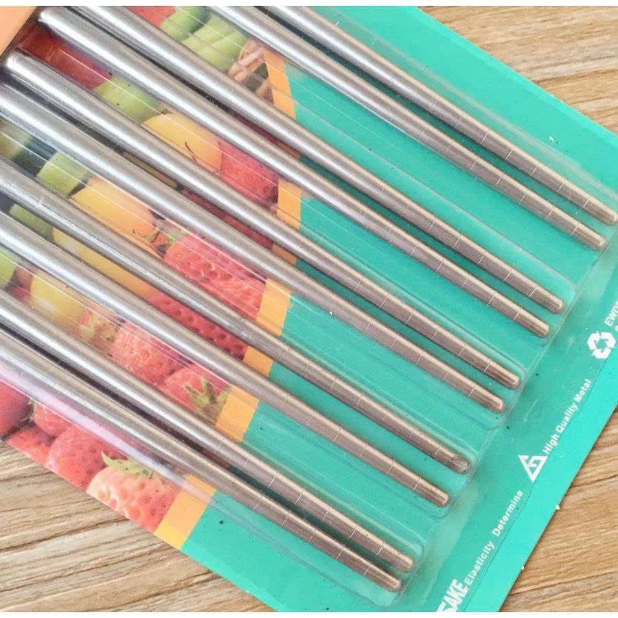 Set 2 vĩ  đũa Inox 304 chống trượt, chống ẩm mốc, chống cong vênh dễ dàng vệ sinh, vỉ 5 đôi đũa xoắn chống bỏng