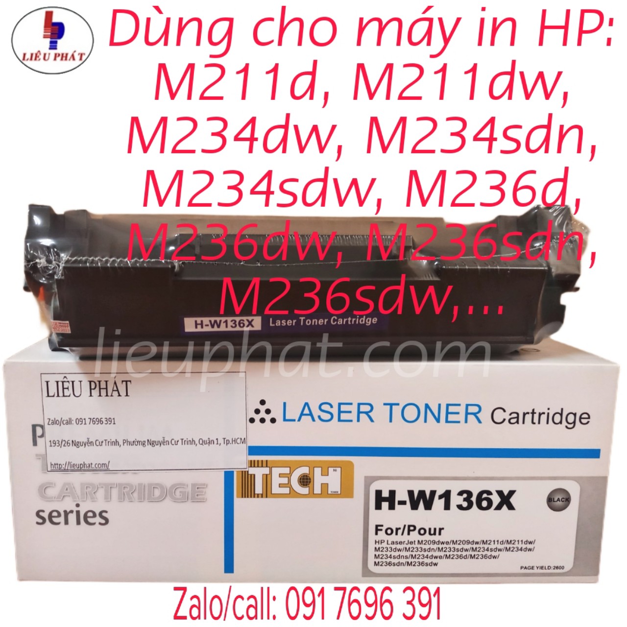 Hộp mực in đen 136A (W1360A) dùng cho máy in LaserJet M211d, M211dw, M209dwe, M209dw, đa chức năng M233dw, M233sdn, M233sdw, M234dw, M234sdn, M234sdw, M236d, M236dw, M236sdn, M236sdw-hàng tương thích, chất lượng, mới 100%, hoàn thiện 100%, đã có chíp