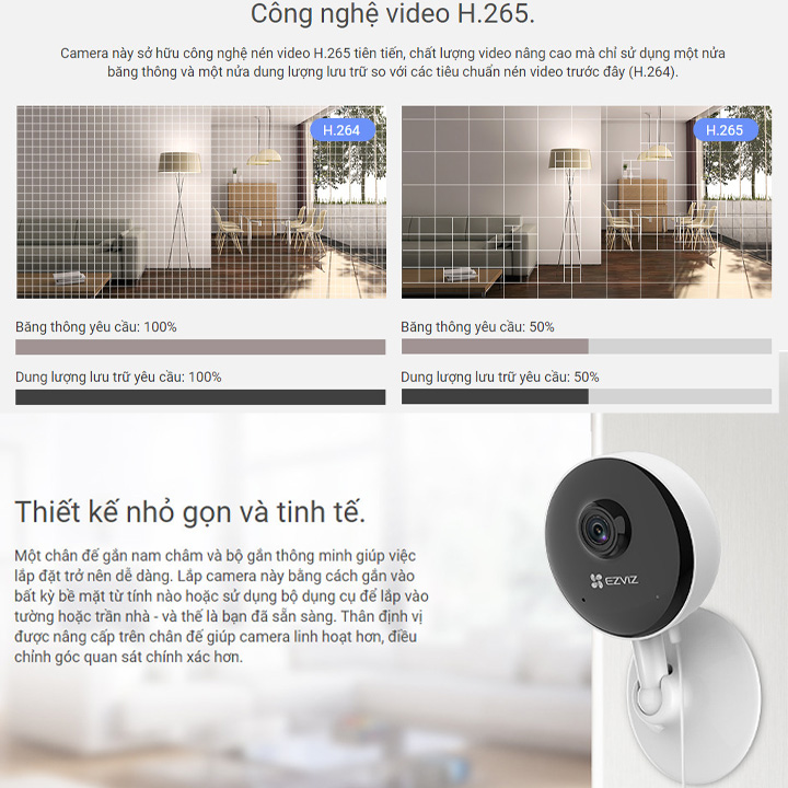 Camera IP Wifi Trong Nhà Ezviz Mini CS-C1C-B 1080p - Hàng Chính Hãng