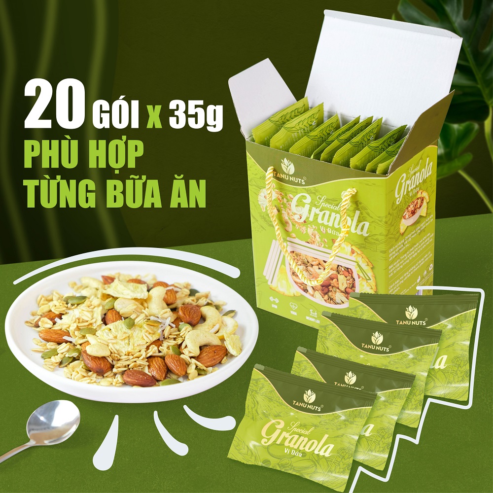 Ngũ cốc granola siêu hạt Special TANU NUTS túi nhỏ tiện lợi mix hạt dinh dưỡng tốt cho bà bầu, ăn kiêng giảm cân