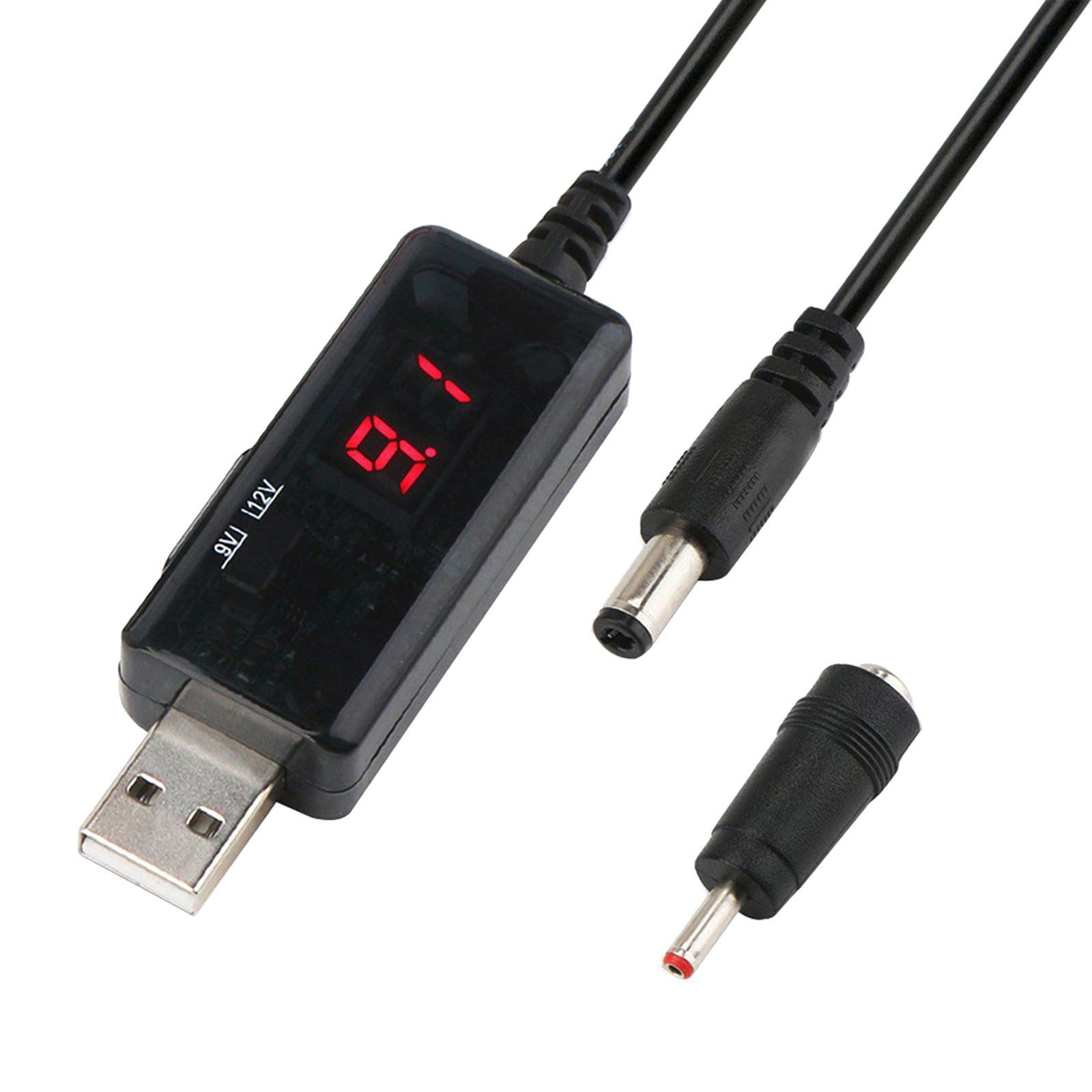 USB DC 5V to 12V 9V Power Cable Step up for 5.5/3.5mm Router Lamp Speaker
