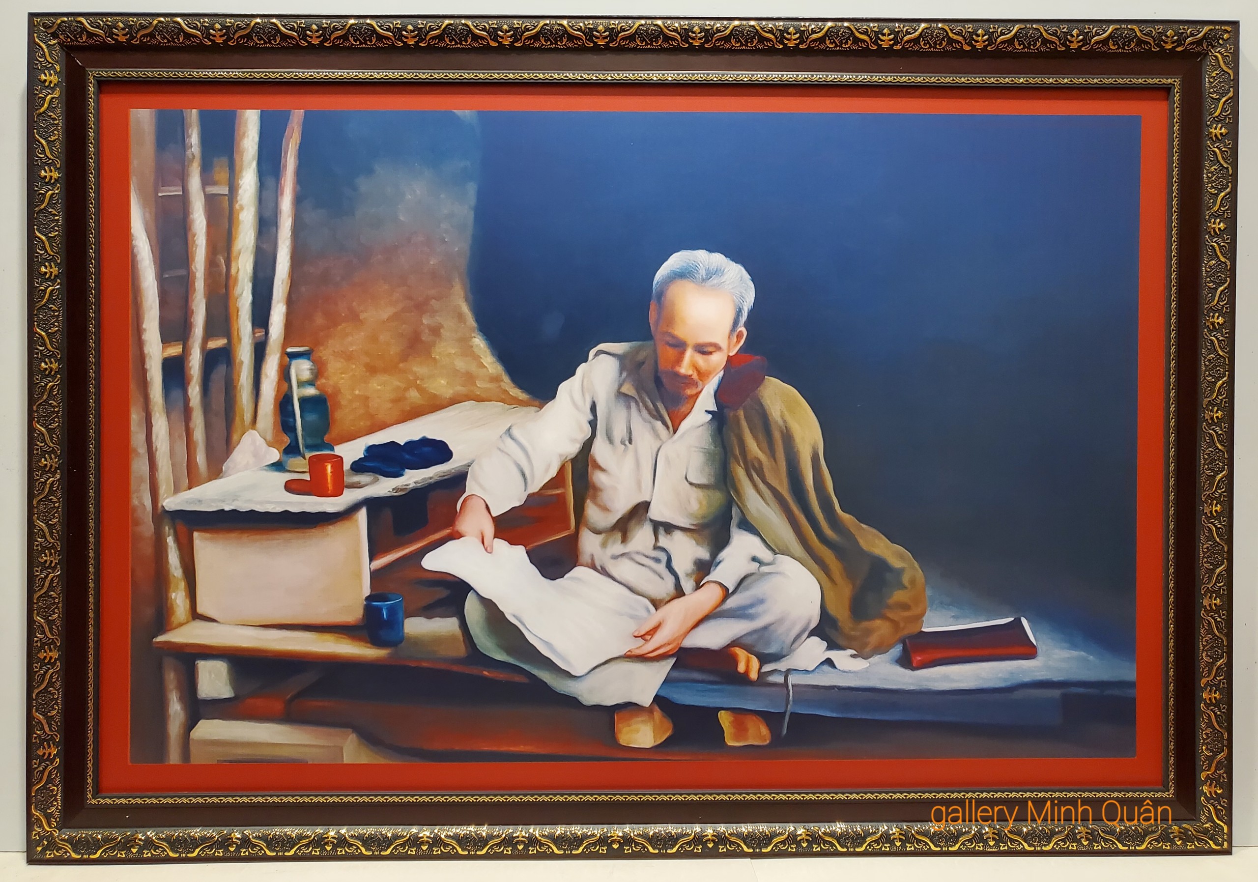 TRANH IN DẦU -BÁC HỒ Ở PẮC PÓ -CAO BẰNG