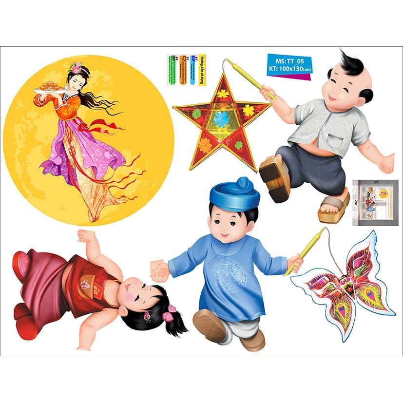 DECAL TRANG TRÍ TRUNG THU SỐ 5 BÉ CÙNG BẠN ĐÓN CHỊ HẰNG