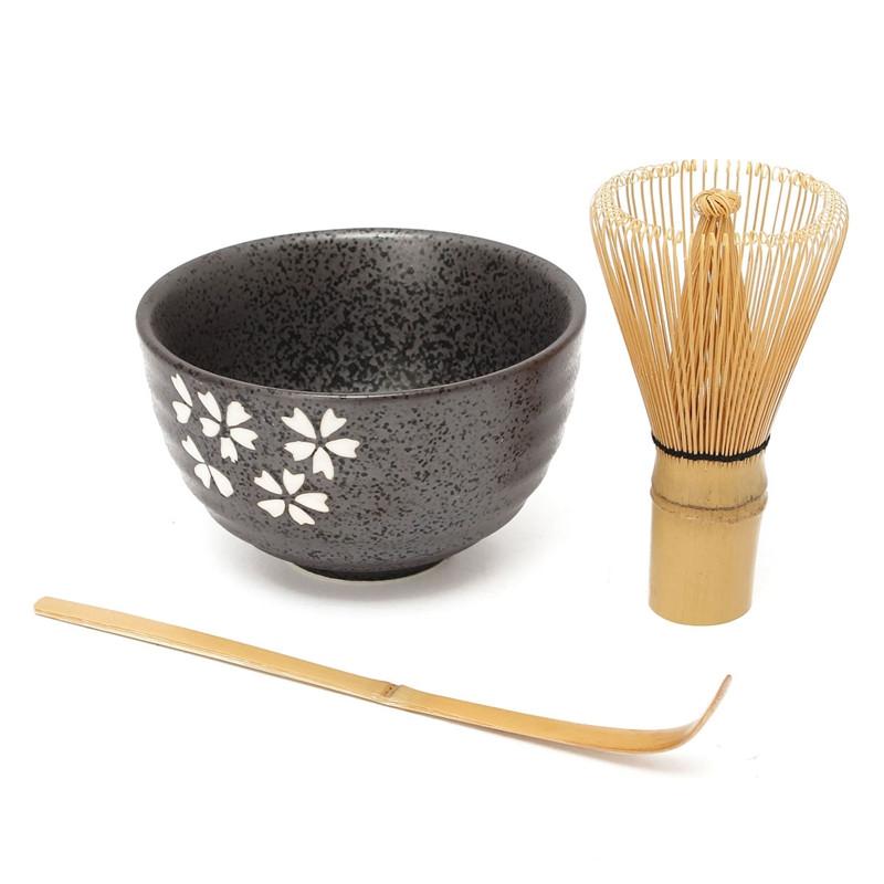 Retro 3in1 Bamboo Chasen Matcha Whisk Chashaku Trà Scoop Matcha Bát Gốm Trà Bát Nhà Bếp Trà Công Cụ Thiết Lập Trà phụ kiện
