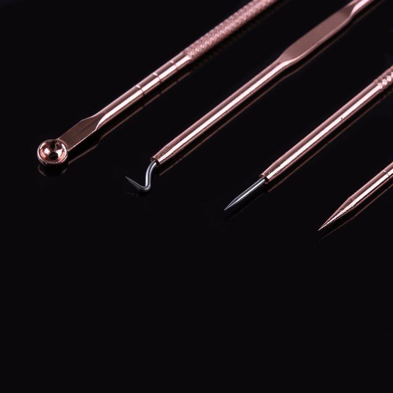 HỘP NẶN MỤN VÀ LẤY RÁY TAI INOX 4 QUE 8 ĐẦU.