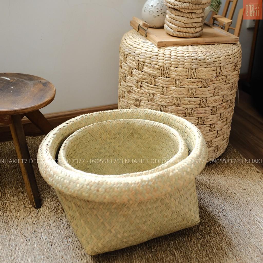 GIỎ CỎ BÀNG ĐAN ĐỰNG CÂY - TRANG TRÍ NỘI THẤT