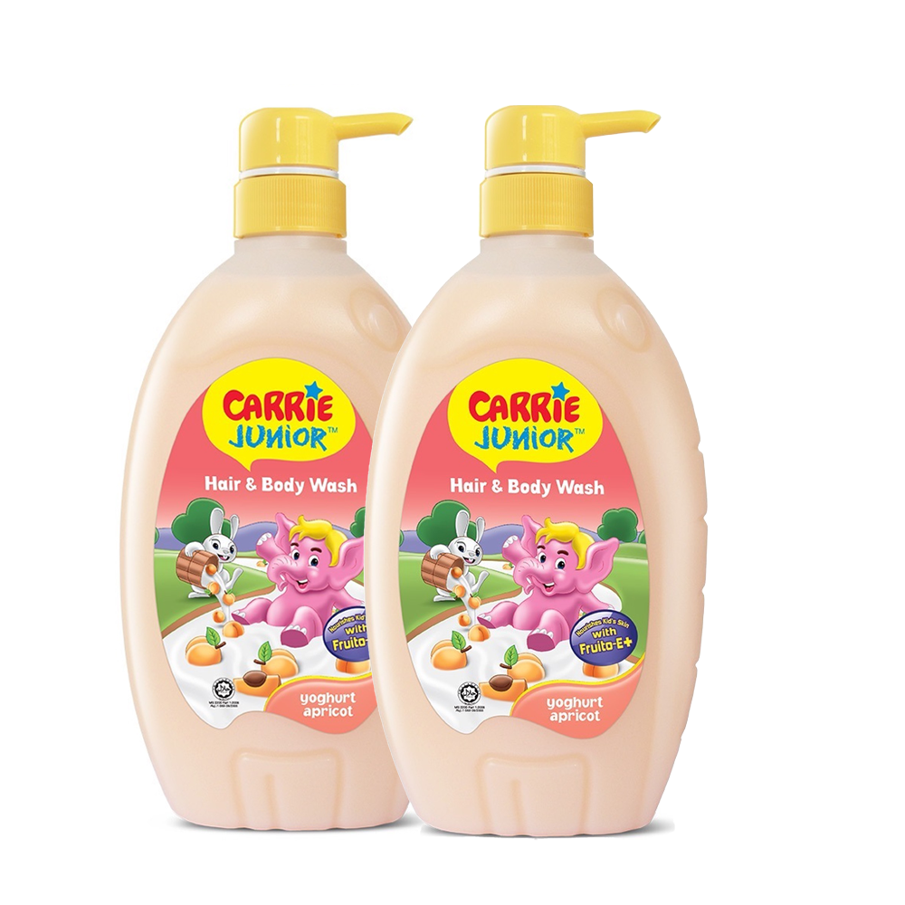 Combo 2 chai Sữa Tắm Gội cho bé Carrie Junior Yoghurt Hương Mơ Tây Apricot (700g/chai)