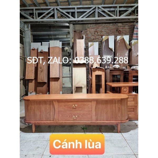 Kệ tivi cánh lùa gỗ sồi 1,8m