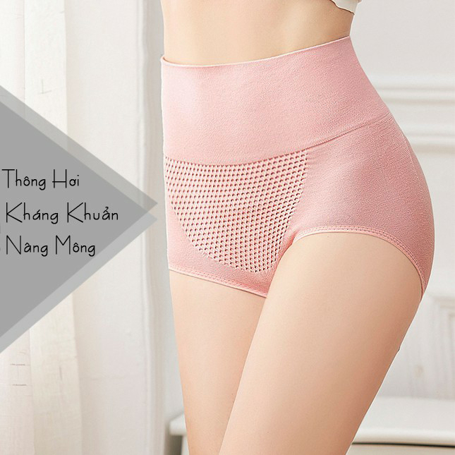 Quần lót y tế cotton cạp cao thông hơi - Quần gen bụng, nâng mông kháng khuẩn xuất Nhật - 482