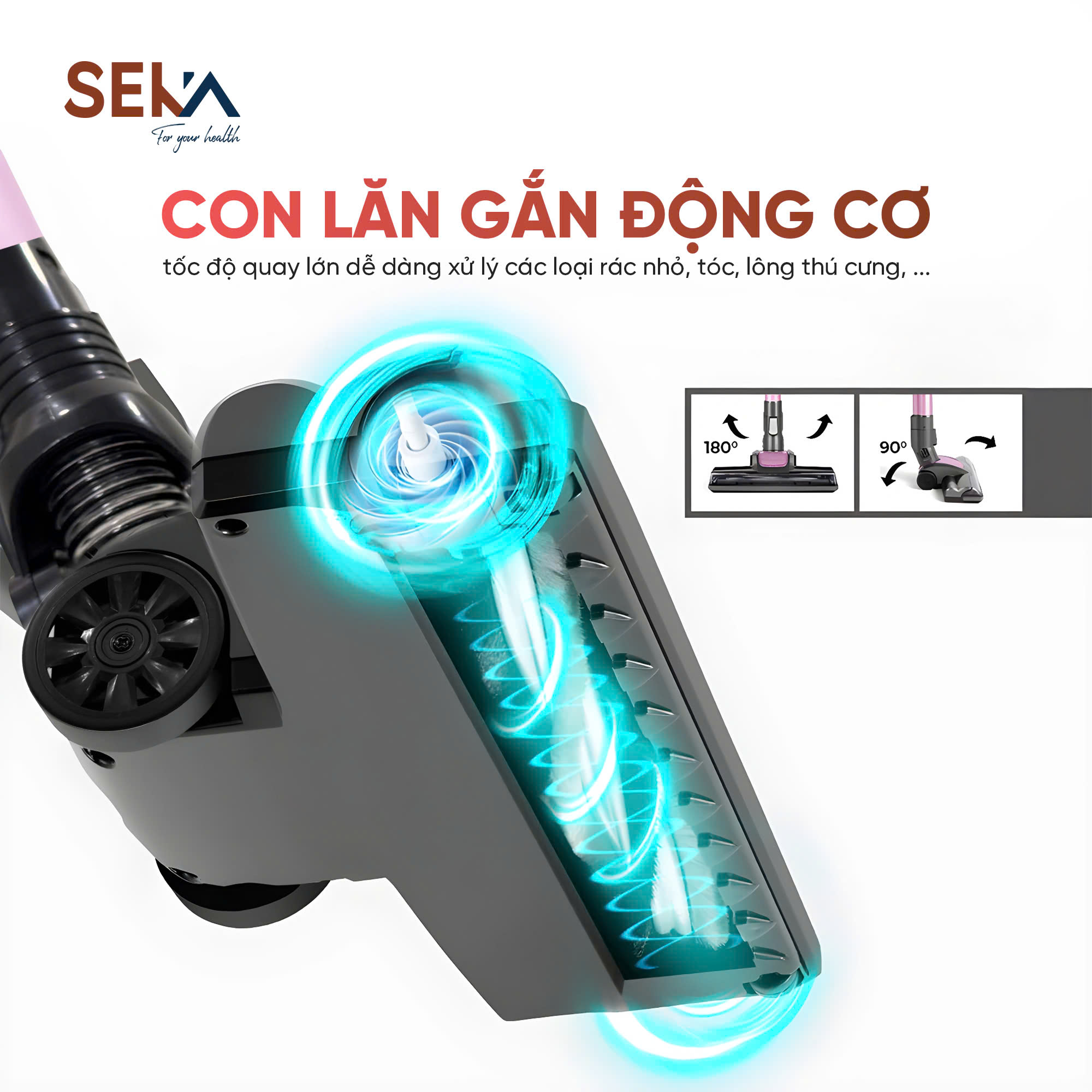 Máy Hút Bụi Cầm Tay SEKA SK-09MAX PLUS Nâng Cấp Toàn Diện, Hút Bụi Lau Sàn, Tự Động Làm Sạch Con Lăn - Hàng Chính Hãng