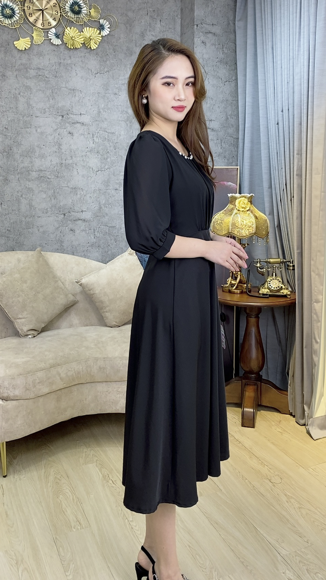 Đầm Suông Dáng Dài [ Linh Trà ] (TM 476) Cao Cấp Vải Voan Chiffon Cực Đỉnh Sang Chảnh Quý Phái Dành Riêng Cho Mẹ Cho Bà