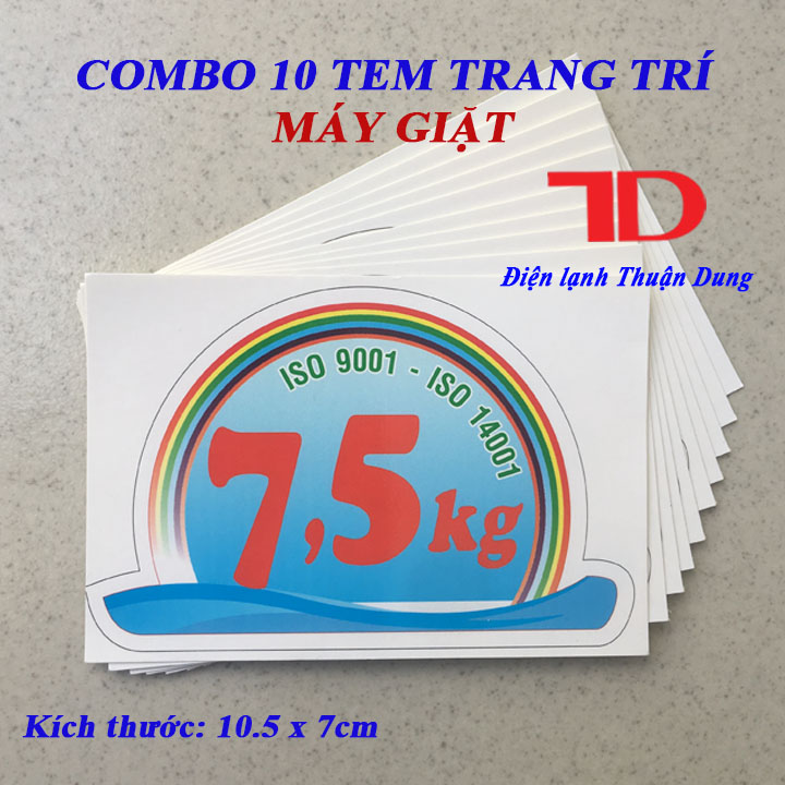 Combo 10 Tem trang trí Máy Giặt loại 7.5KG