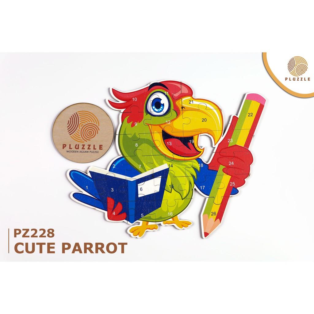 PLUZZLE Bộ xếp hình gỗ thông minh puzzle đồ chơi ghép hình – Hình con Vẹt – PZ229