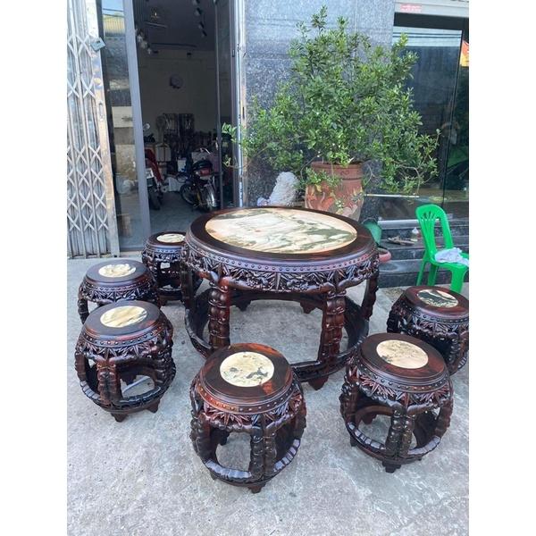 Bộ bàn ghế trống trúc gỗ trắc sang trọng