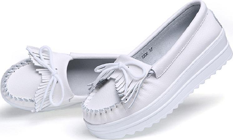 Ladies platform Boat shoes tassel heightened casual shoes PU leather