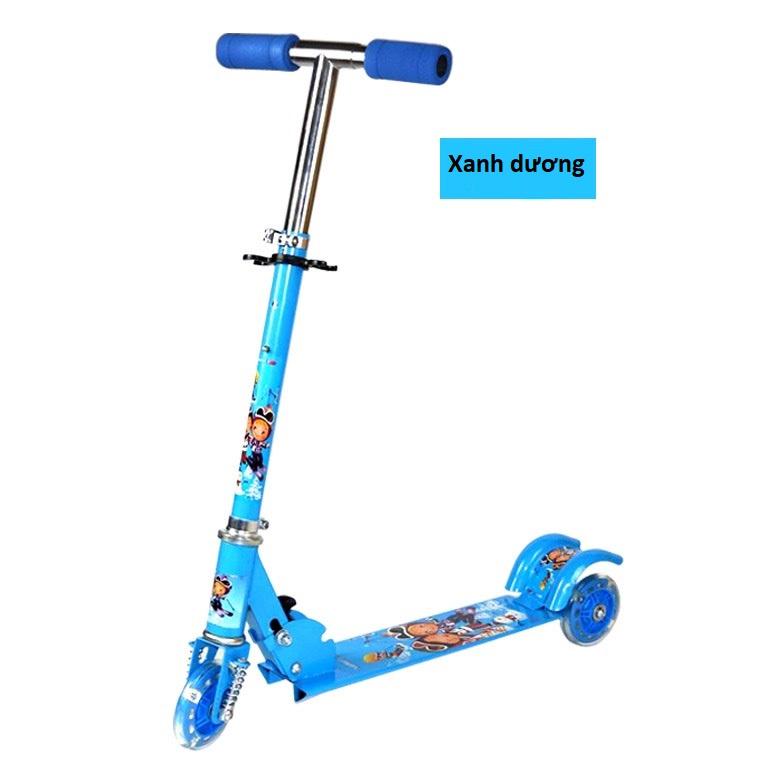 Xe trượt Scooter 3 bánh có đèn phát sáng cho bé, bảo hành 6 tháng, xe scooter khung sắt chắc chắn