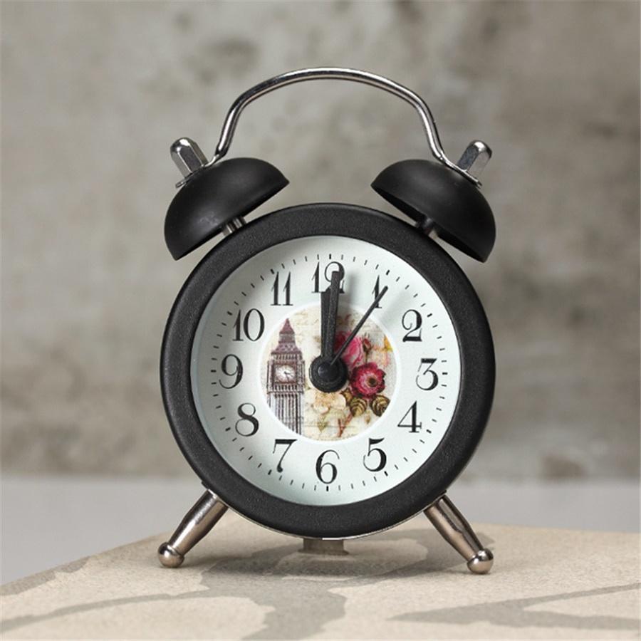 Mini Creative Alarm Clock Vintage Retro Pointer Clocks Loud Ringing Alarm Clock Bedside Home Decor