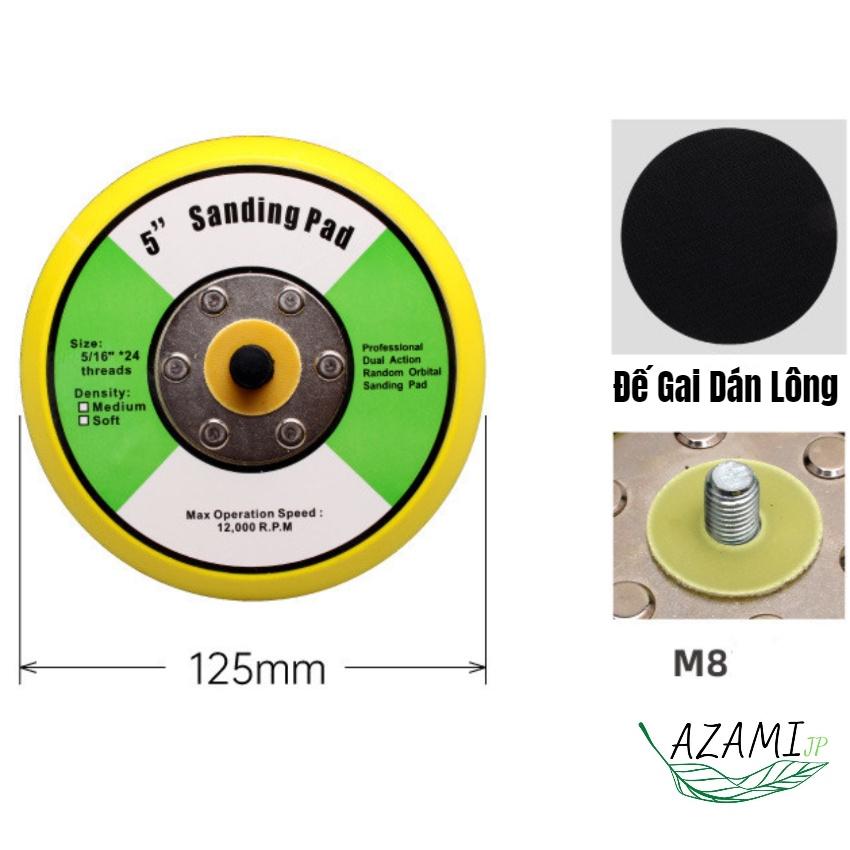 Đế Chà Nhám Hơi Tròn 5 Inch , 125mm , 12.5cm , Đế Đĩa Gắn Phớt , Loại Mặt Đế Gai