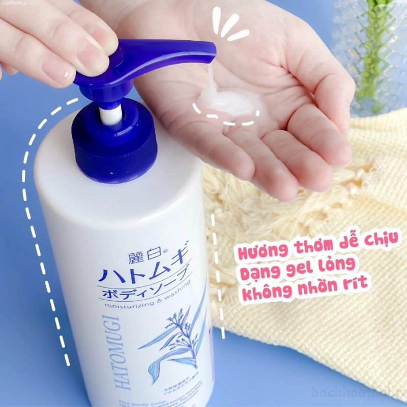 Sữa Tắm Trắng Da Giữ Ẩm Hatomugi Nhật Bản 800ml