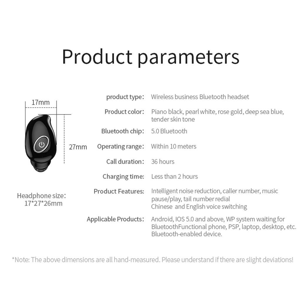 Mini Bluetooth5.0 Wireless Monaural In-ear Earphone Black