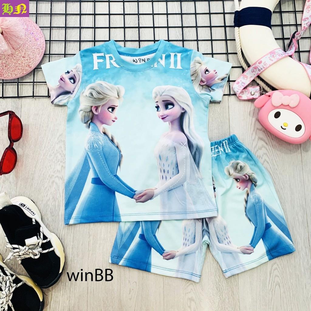 Đồ bộ bé gái hình Elsa & Anna - Đồ bộ mặt nhà từ 9-47kg - Vải thun lạnh - Giặt không vỡ hình - Hương Nhiên
