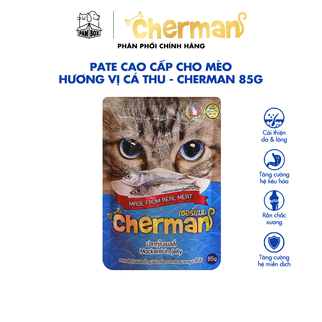 Combo 10 gói (5 vị) Pate cho mèo trưởng thành Cherman cao cấp nhập khẩu Thái Lan gói 85g