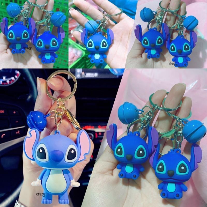 Móc chìa khoá cute xanh tai dài có chuông