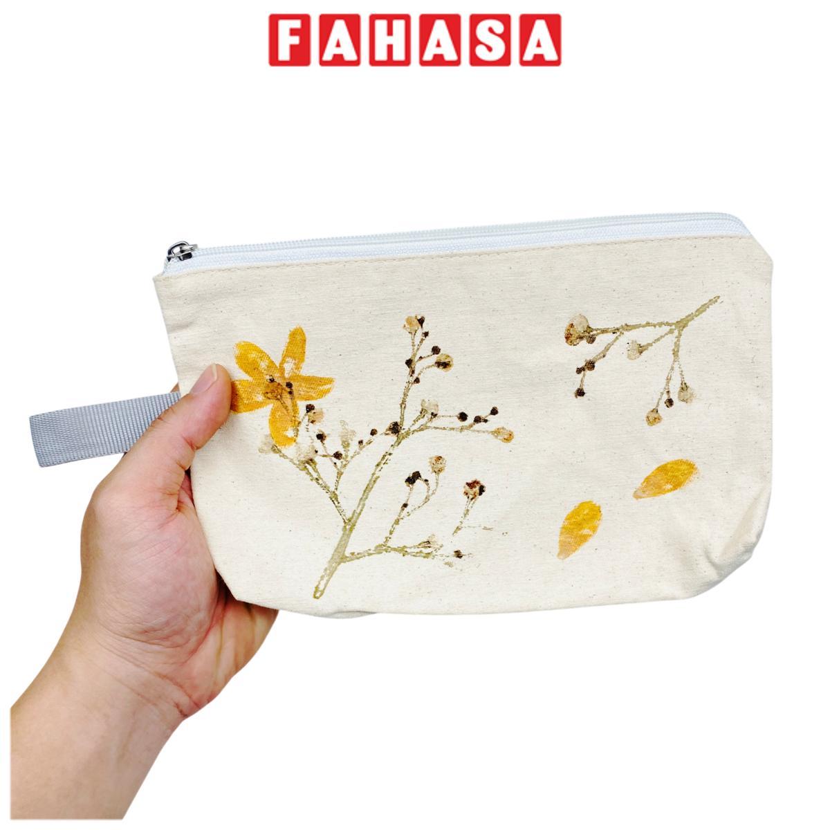 Túi Bút Vải Canvas In Hoa Lá Tươi - Saigon Zerowaste - Mẫu 5