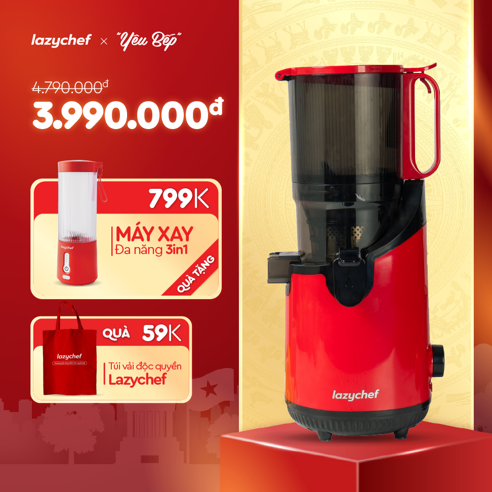 Máy Ép Chậm Nguyên Quả 3S Lazychef - Máy Ép Trái Cây, Máy Làm Kem Hoa Quả, Tháo Lắp 3 Giây, Hàng chính hãng - Bảo Hành 12 Tháng -