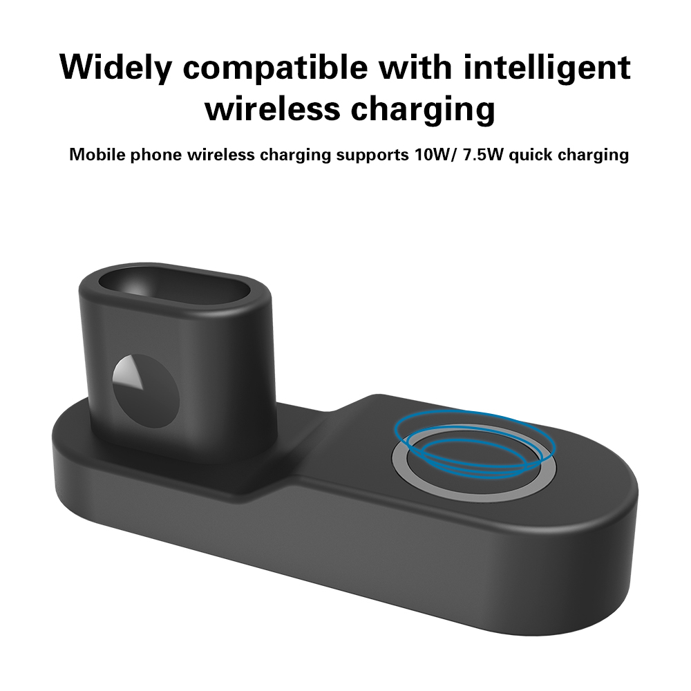 Trạm sạc không dây 4 trong 1 Giá đỡ điện thoại Qi Fast Wireless Charger Base for i-Phone 8 / X / i-Watch US-Plug