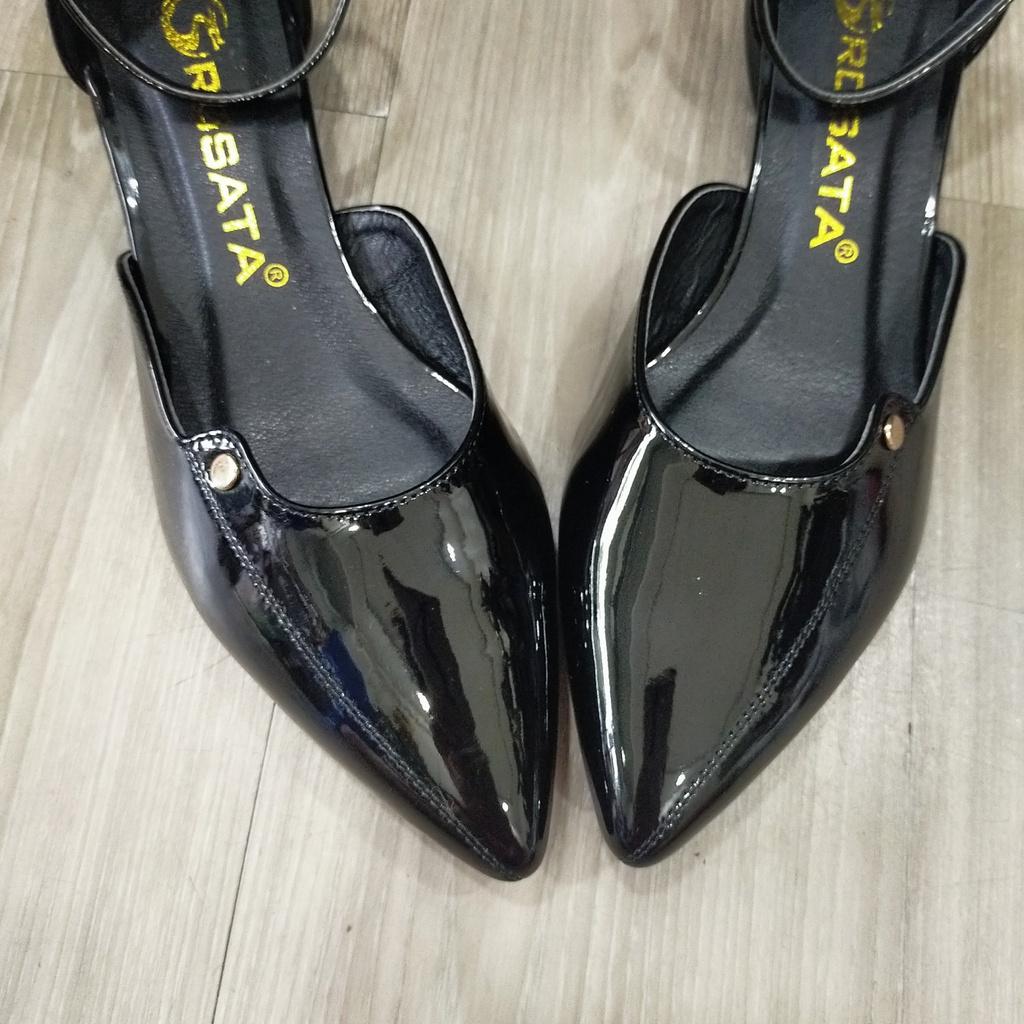 Giày sandal bệt nữ, da bóng cao cấp ROSATA RO365 cao 2p - Đen- HÀNG VIỆT NAM