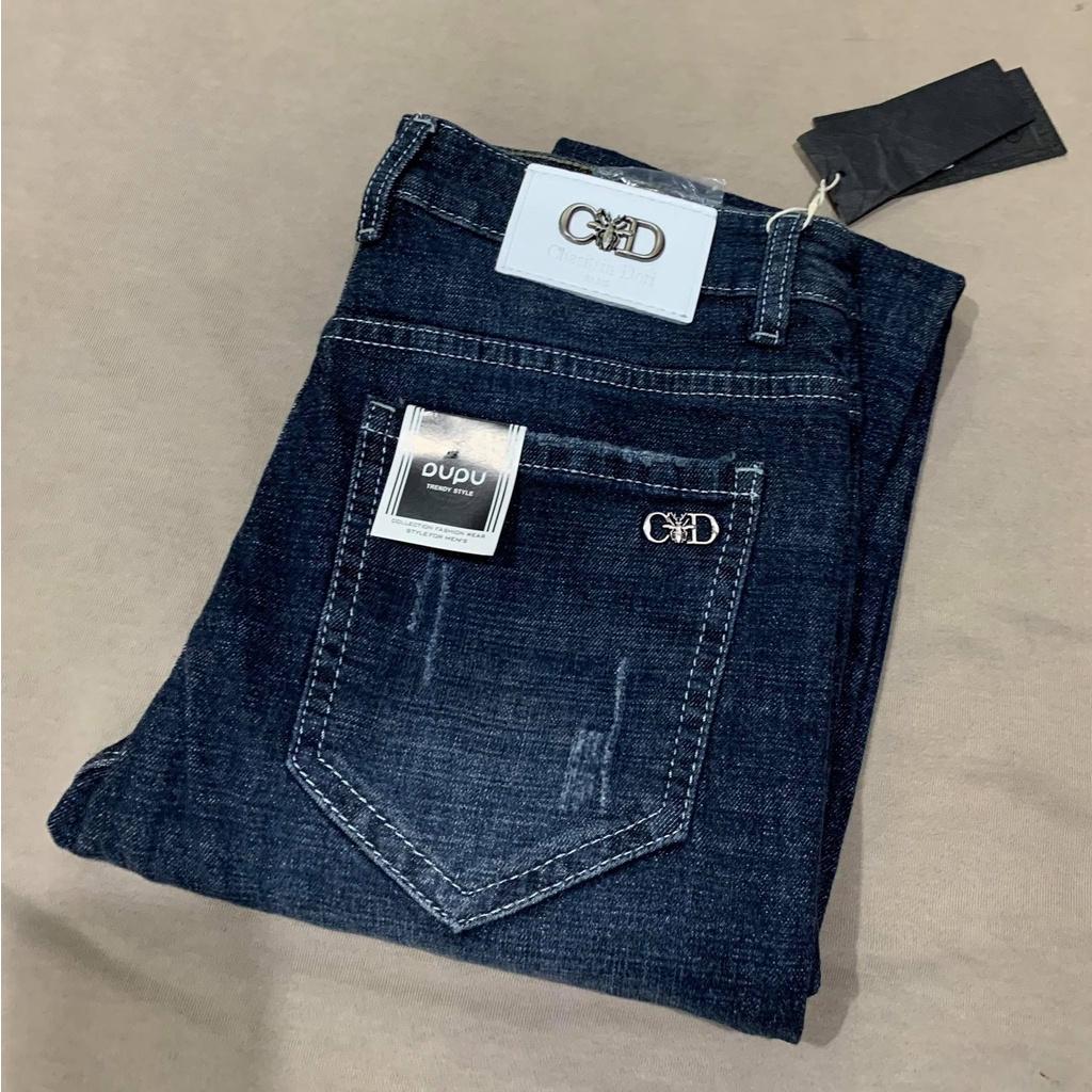 Quần jean nam dài xanh rách kiểu QJDVH0004B