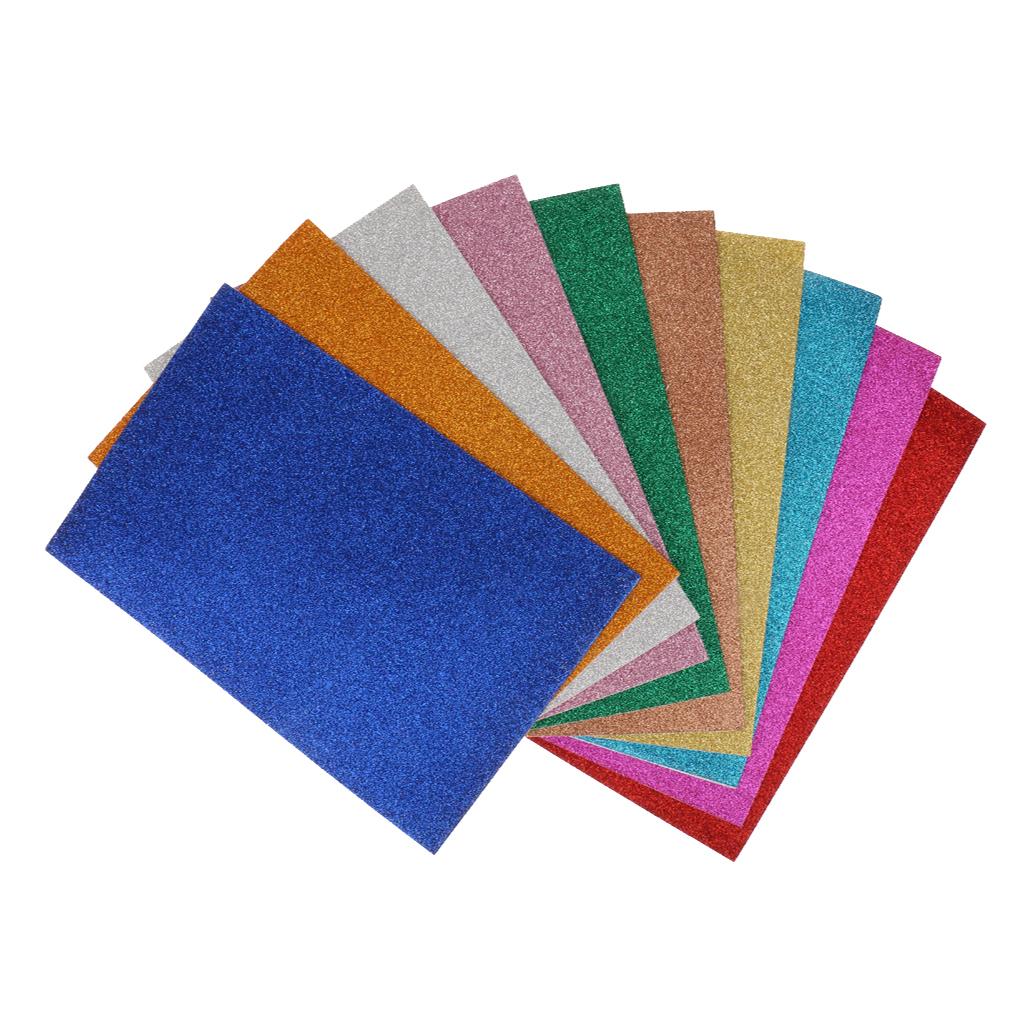 10 Tờ Lấp Lánh Mút Xốp Tấm Bột Miếng Dán Các Loại Màu Sắc