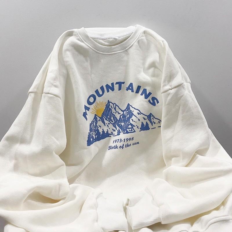 Áo sweater mountains ảnh thật unisex
